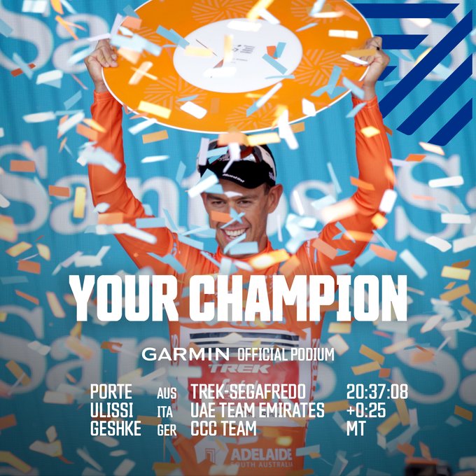 Richie Porte ist zum zweiten Mal in seiner Karriere Gesamtsieger der Tour Down Under (Foto: twitter.com/tourdownunder)