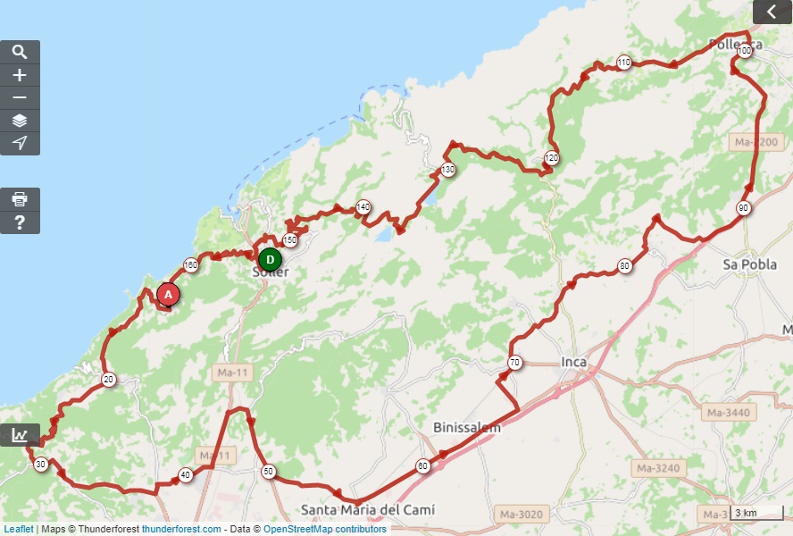 Streckenverlauf Trofeo Serra de Tramuntana 2020
