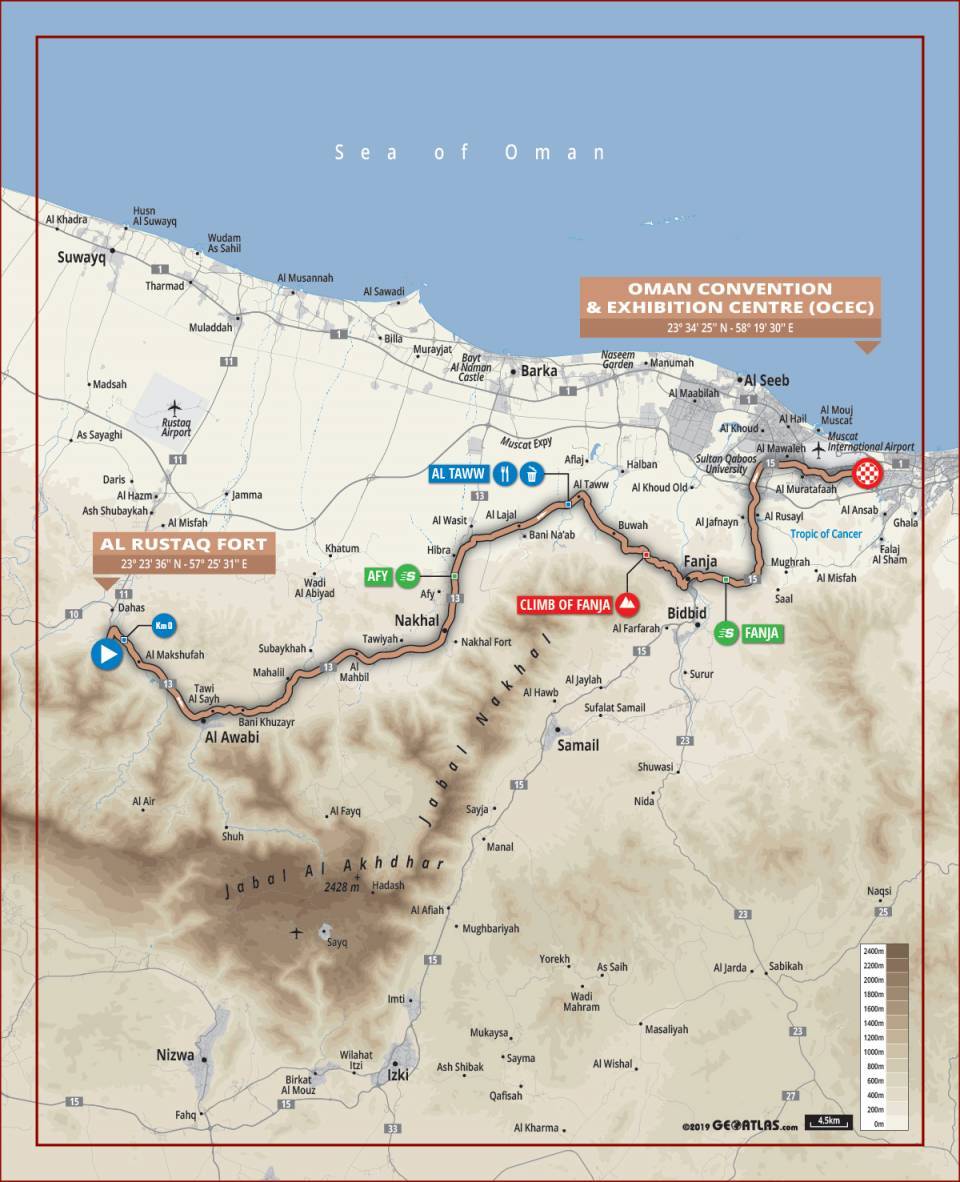 Streckenerlauf Tour of Oman 2020 - Etappe 1