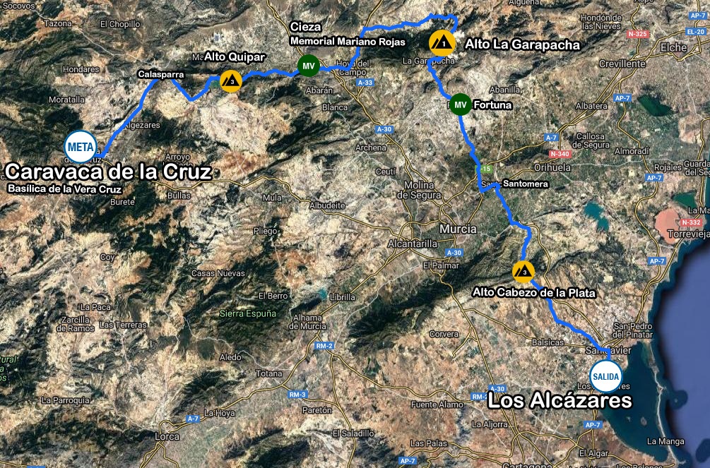Streckenverlauf Vuelta Ciclista a la Región de Murcia Costa Calida 2020 - Etappe 1