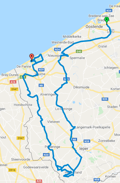 Streckenverlauf Bredene Koksijde Classic 2020