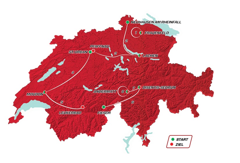 Prsentation Tour de Suisse 2020: Streckenkarte