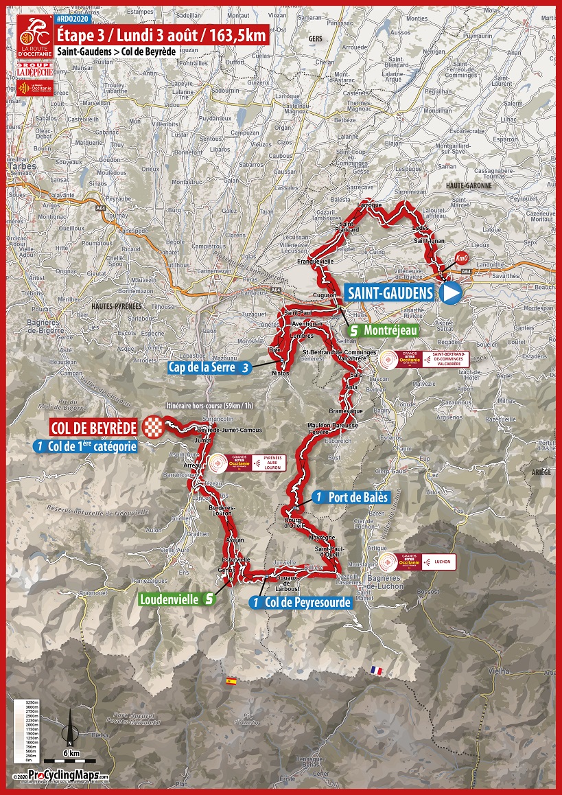 Streckenverlauf La Route dOccitanie - La Dpche du Midi 2020 - Etappe 3