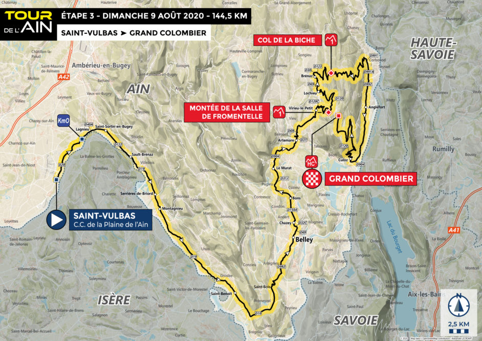 Streckenverlauf Tour de lAin 2020 - Etappe 3