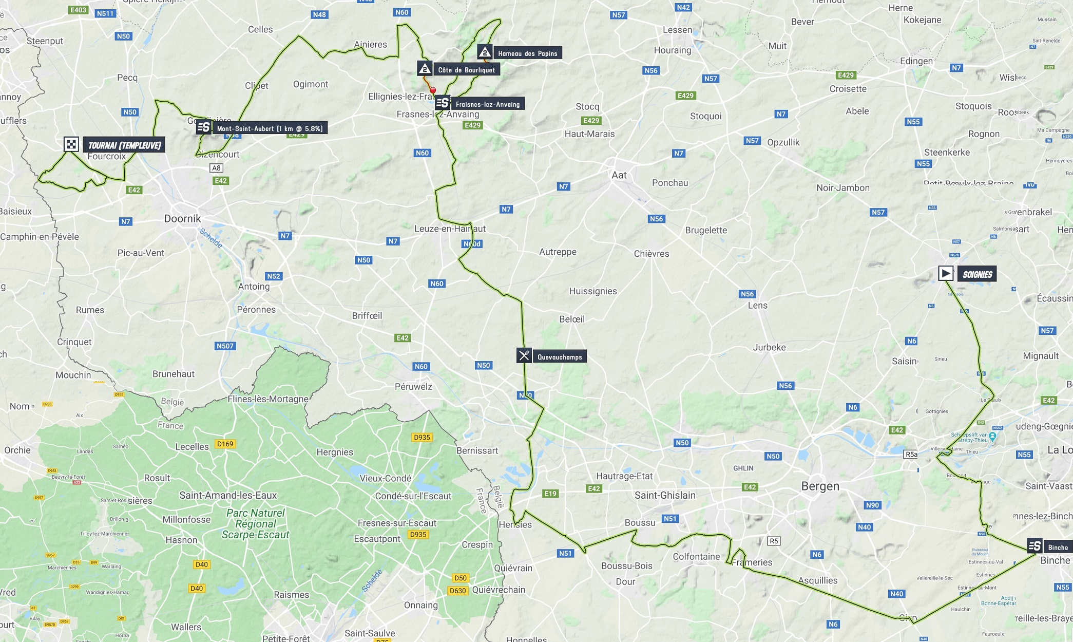 Streckenverlauf VOO-Tour de Wallonie 2020 - Etappe 1