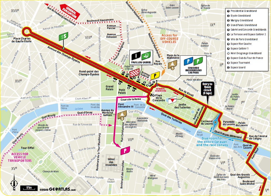 Streckenverlauf Tour de France 2020 - Etappe 21, Rundkurs