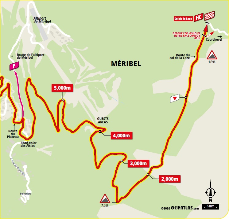 Streckenverlauf Tour de France 2020 - Etappe 17, letzte 5 km
