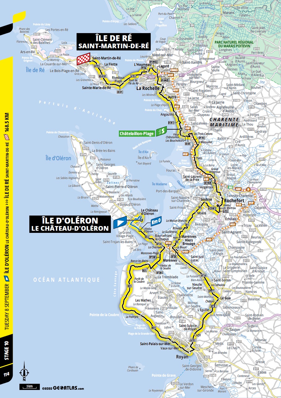 Streckenverlauf Tour de France 2020 - Etappe 10