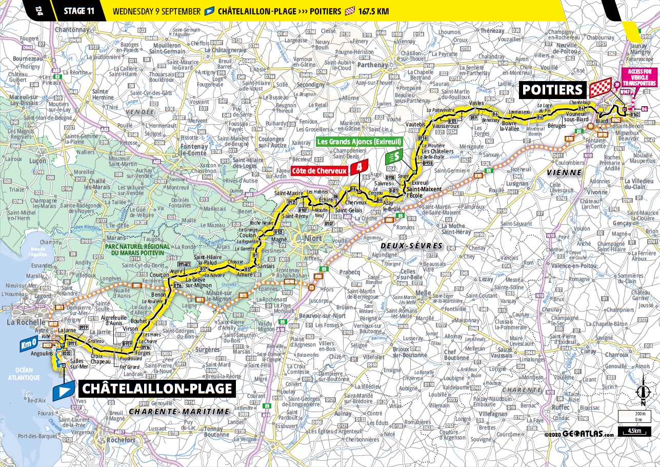 Streckenverlauf Tour de France 2020 - Etappe 11