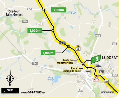 Streckenverlauf Tour de France 2020 - Etappe 12, Zwischensprint