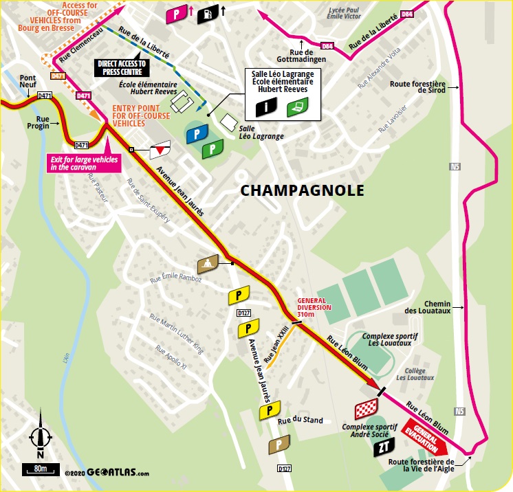 Streckenverlauf Tour de France 2020 - Etappe 19, letzte 5 km