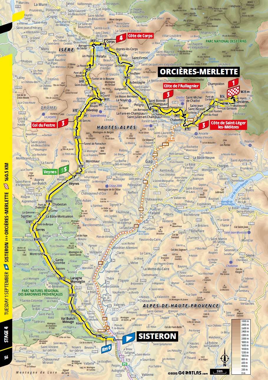 Streckenverlauf Tour de France 2020 - Etappe 4