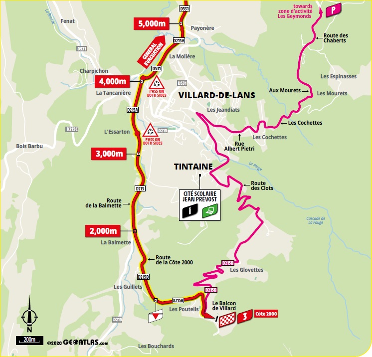 Streckenverlauf Tour de France 2020 - Etappe 16, letzte 5 km