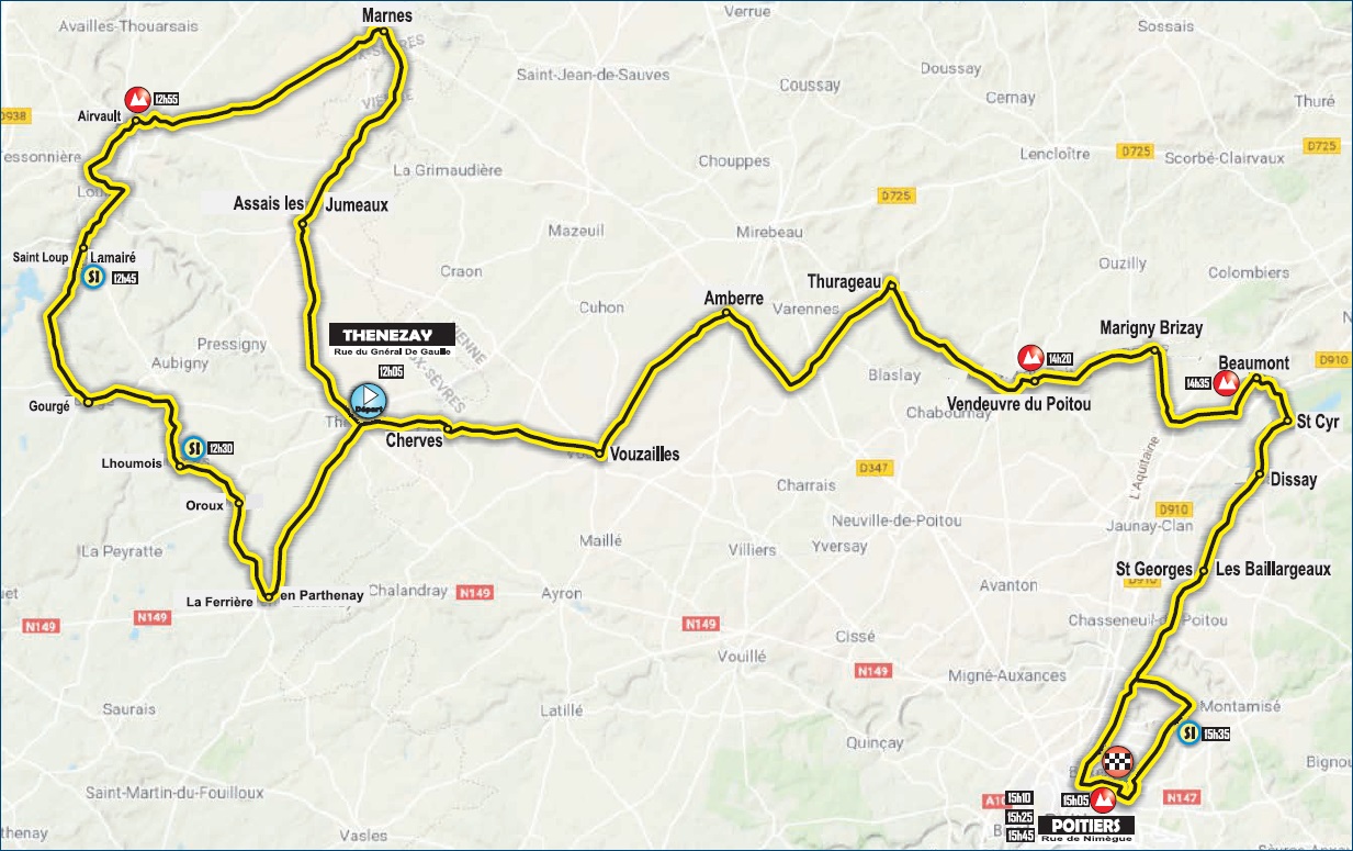 Streckenverlauf Tour Poitou-Charentes en Nouvelle Aquitaine 2020 - Etappe 5