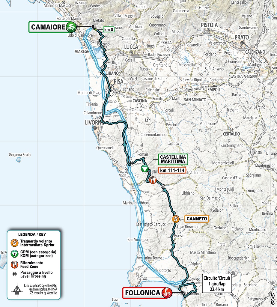 Streckenverlauf Tirreno - Adriatico 2020 - Etappe 2