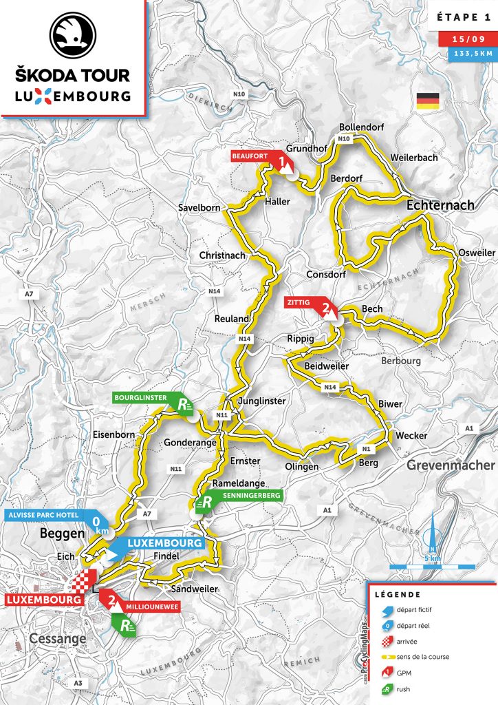 Streckenverlauf Skoda-Tour de Luxembourg 2020 - Etappe 1