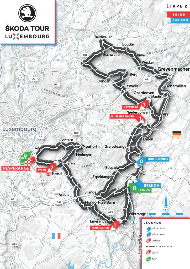 Streckenverlauf Skoda-Tour de Luxembourg 2020 - Etappe 2