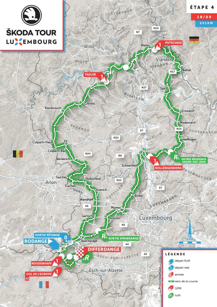 Streckenverlauf Skoda-Tour de Luxembourg 2020 - Etappe 4