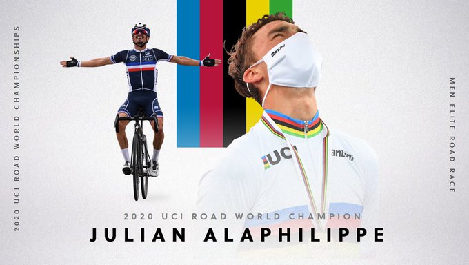 Julian Alaphilippe krnt sich in Imola zum ersten franzsischen Weltmeister seit 23 Jahren (Foto: twitter.com/UCI_cycling)