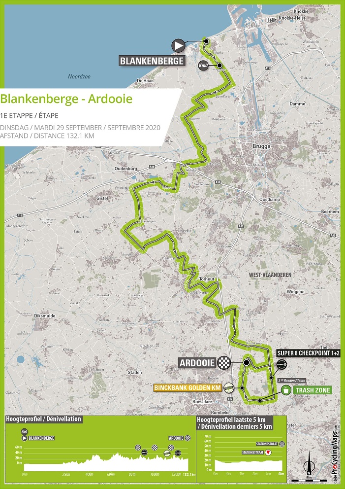 Streckenverlauf BinckBank Tour 2020 - Etappe 1