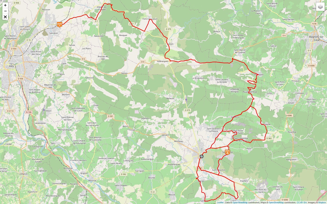 Streckenverlauf Etoile de Bessges - Tour du Gard 2021 - Etappe 4
