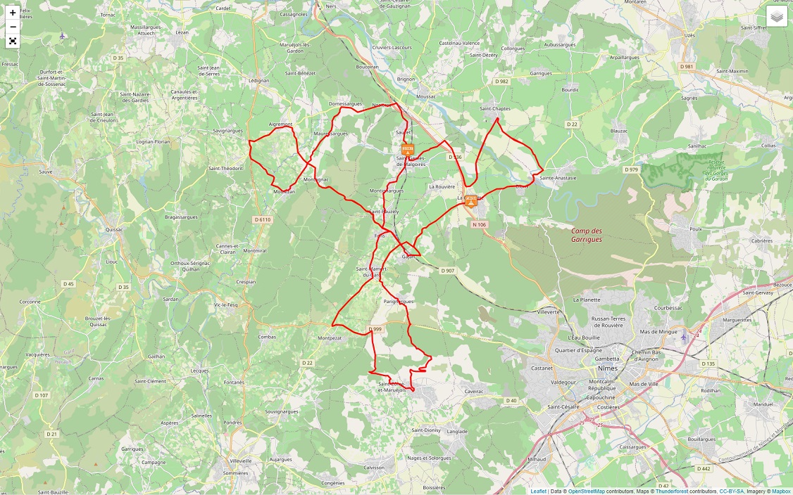Streckenverlauf Etoile de Bessges - Tour du Gard 2021 - Etappe 2