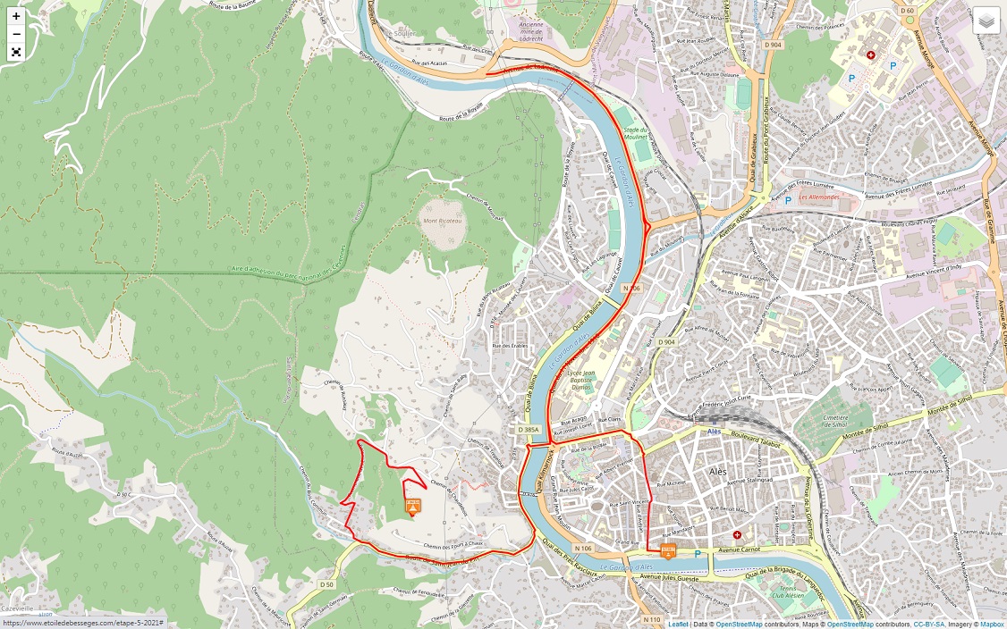Streckenverlauf Etoile de Bessèges - Tour du Gard 2021 - Etappe 5