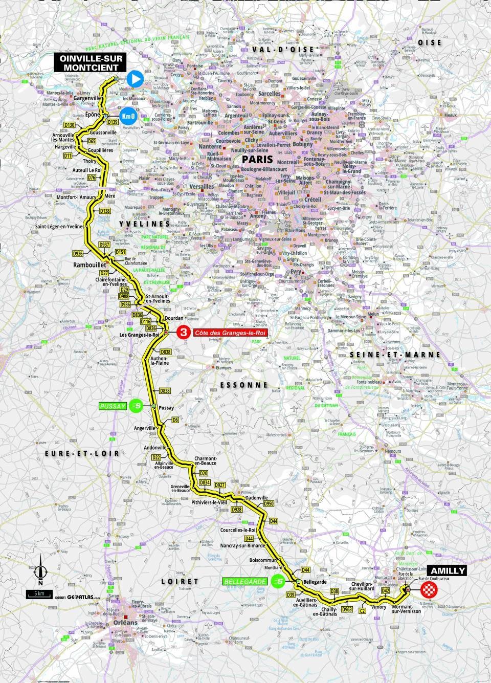 Streckenverlauf Paris - Nice 2021 - Etappe 2