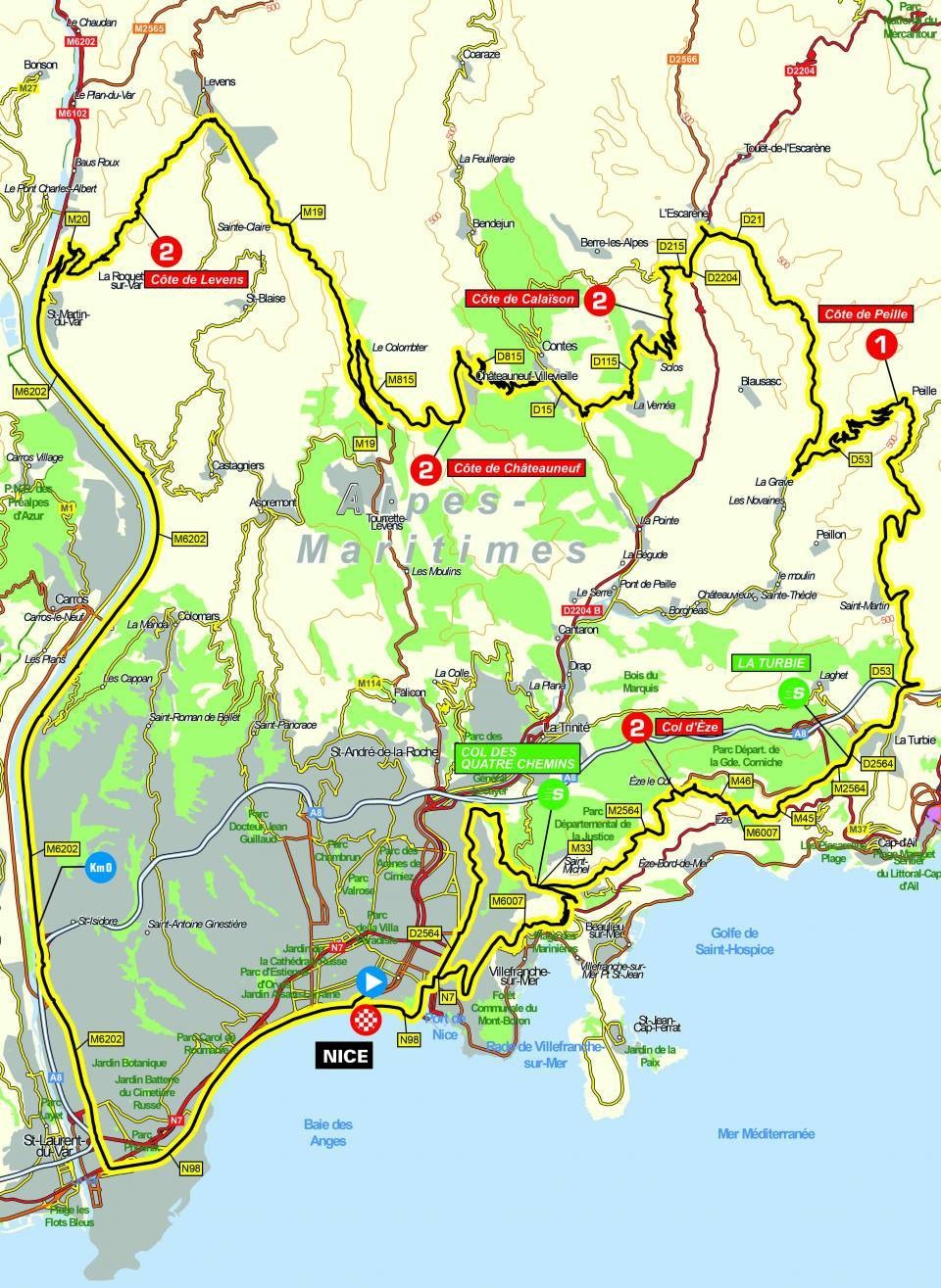 Streckenverlauf Paris - Nice 2021 - Etappe 8 (ursprngliche Streckenfhrung)