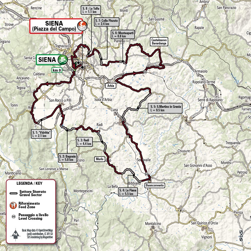 Streckenverlauf Strade Bianche 2021 (Mnner)