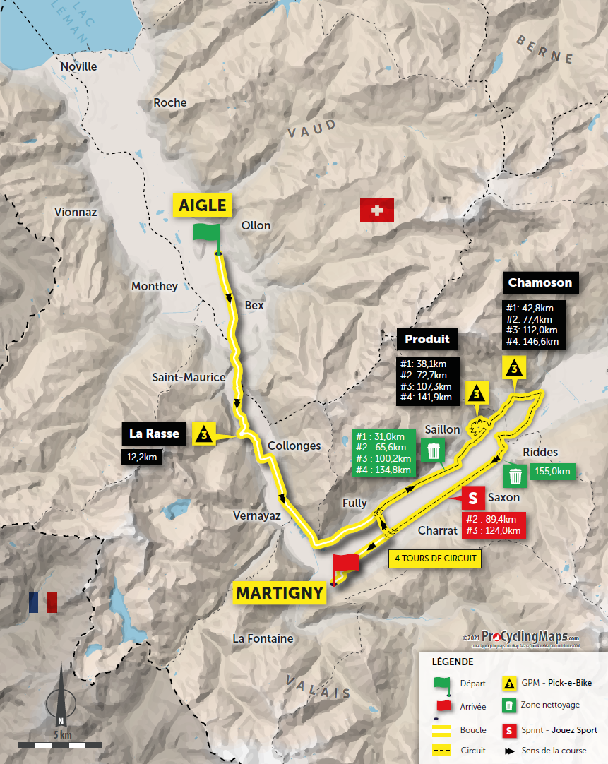 Streckenverlauf Tour de Romandie 2021 - Etappe 1
