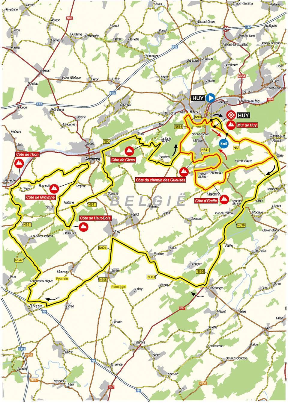 Streckenverlauf La Flche Wallonne Fminine 2021