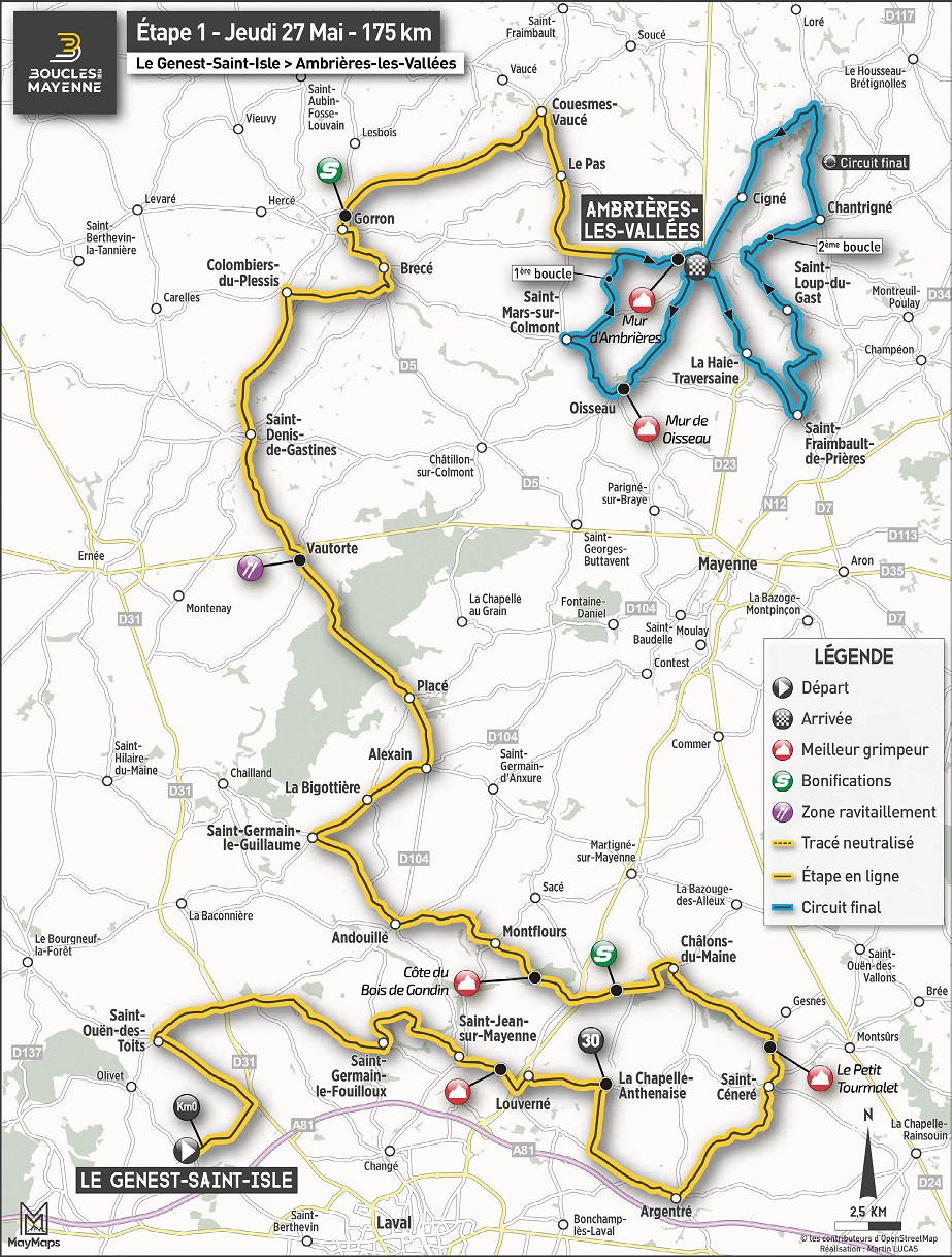 Streckenverlauf Boucles de la Mayenne 2021 - Etappe 1