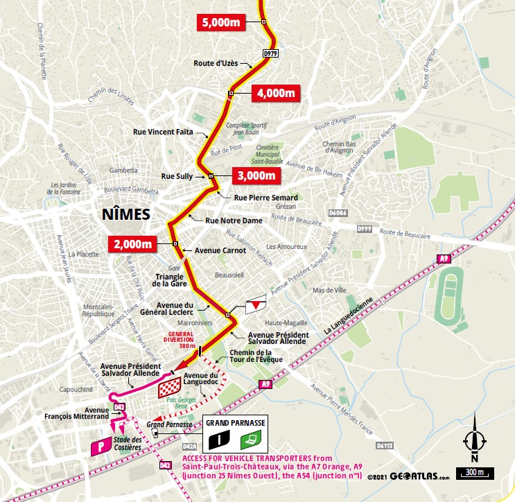 Streckenverlauf Tour de France 2021 - Etappe 12, letzte 5 km