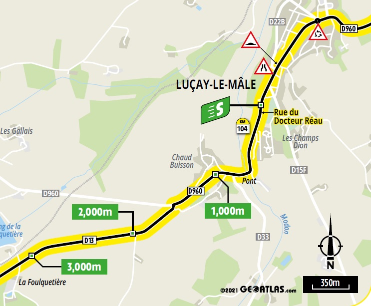 Streckenverlauf Tour de France 2021 - Etappe 6, Zwischensprint
