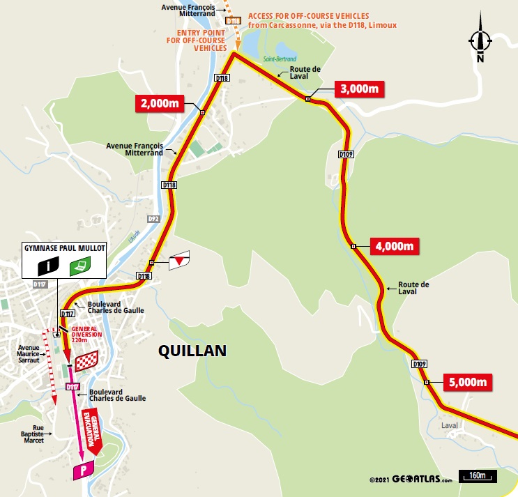 Streckenverlauf Tour de France 2021 - Etappe 14, letzte 5 km