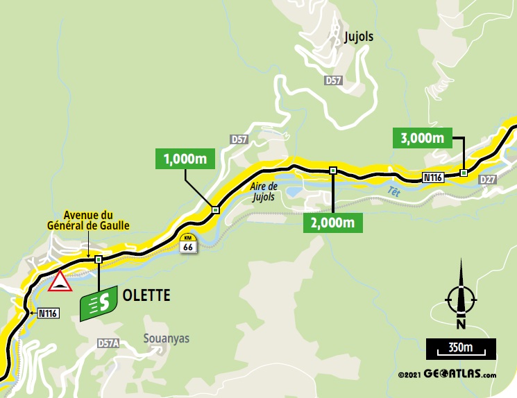 Streckenverlauf Tour de France 2021 - Etappe 15, Zwischensprint