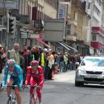 Tour de Romandie 2. Etappe - Spitzengruppe (Sprick und Brard) bei der 1. Zieldurchfahrt in La Chaux-de-Fonds