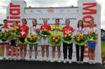 Alle Schweizermeisterinnen auf dem Podium (v.l.n.r.): Jolanda Neff (U19), Pascale Schnider (Elite), Ramona Brlocher (U17) (Foto: bike-import.ch)