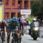 Eneco-Tour 5. Etappe -  Matteo Bono und Sergey Renev kmpfen um den Sieg in Genk