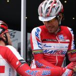 Tour de Suisse 4. Etappe - Oscar Freire auf dem Weg zur Einschreibung in Aarberg