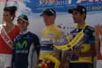 Tour de l'Ain 5. Etappe - die Top 3 in der Gesamtwertung auf dem Podium in Lelex - 1. Andrew Talansky, 2. Sergiro Pardilla, 3. Daniel Navarro