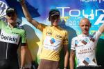 Das Podium der 25. Tour de l\'Ain in Belley: Luis Leon Sanchez - Gesamtsieger Romain Bardet - John Gadret