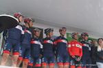 das Schweizer Team IAM-Cycling bei der Einschreibung zur Tour du Doubs