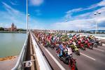 Das Peloton auf der Donaubrücke (Foto: Expa Pictures)