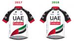 Das alte und neue Trikot von UAE Team Emirates