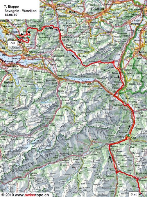 Streckenverlauf Tour de Suisse 2010 - Etappe 7