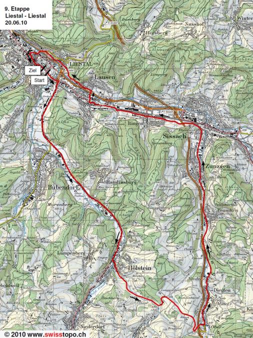 Streckenverlauf Tour de Suisse 2010 - Etappe 9