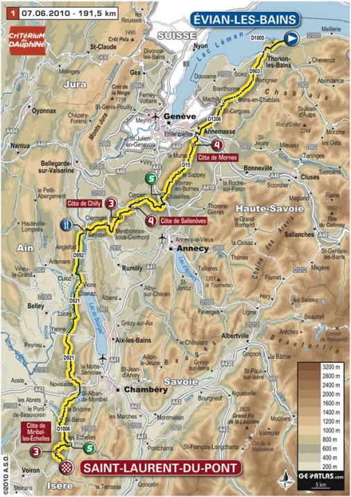 Streckenverlauf Critrium du Dauphin 2010 - Etappe 1
