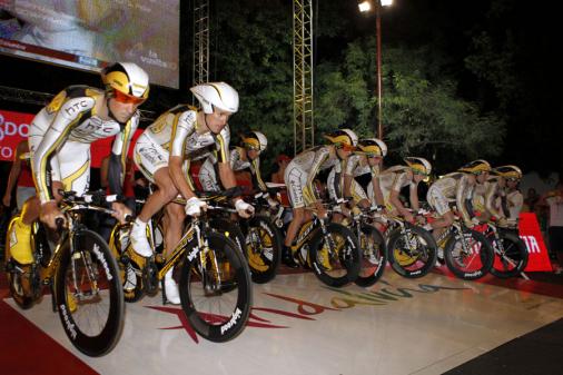 Vuelta a Espaa: HTC-Columbia gewinnt Mannschaftszeitfahren, Cavendish erster Fhrender